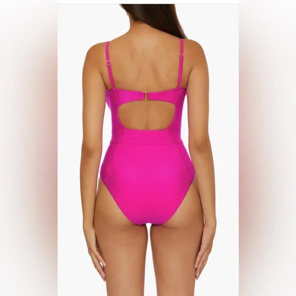 BECCA Monte Carlo Belted Rib One-Piece Swimsuit, Size Large, $158 - Picture 7 of 15